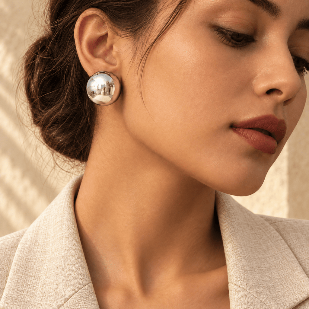 Orelisse Polished Dome Stud Earrings - Luzy Jewels