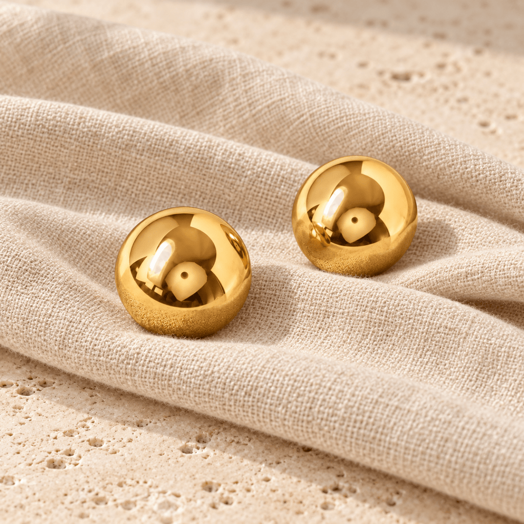 Orelisse Polished Dome Stud Earrings - Luzy Jewels