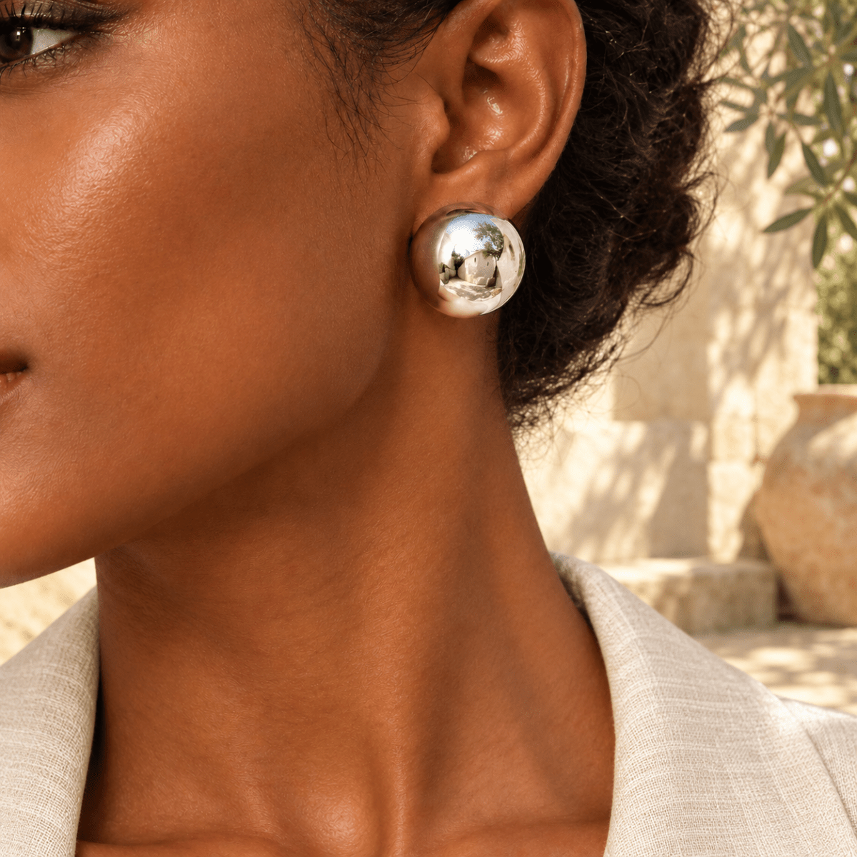 Orelisse Polished Dome Stud Earrings - Luzy Jewels