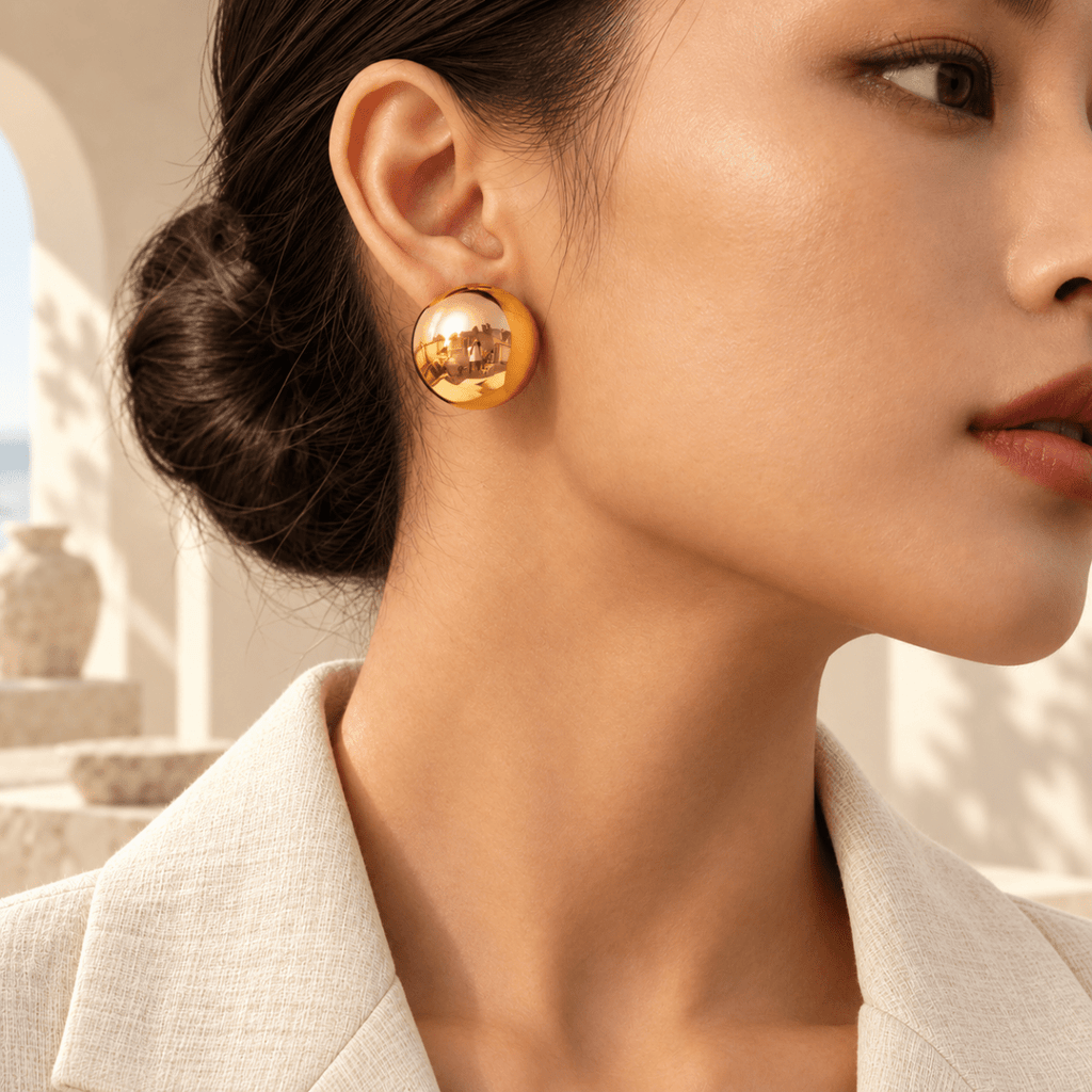 Orelisse Polished Dome Stud Earrings - Luzy Jewels