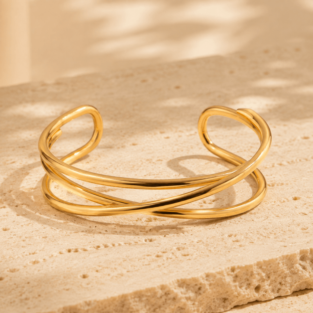 Oria Interlaced Triple Cuff Bracelet - Luzy Jewels