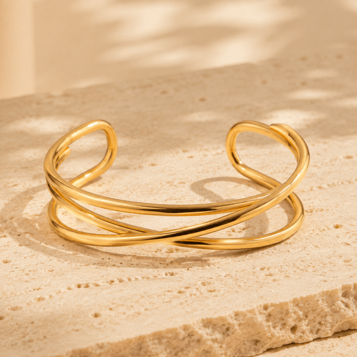 Oria Interlaced Triple Cuff Bracelet - Luzy Jewels