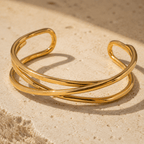 Oria Interlaced Triple Cuff Bracelet - Luzy Jewels