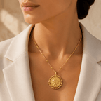Oriane Beaded Sun Medallion Necklace - Luzy Jewels
