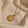 Oriane Beaded Sun Medallion Necklace - Luzy Jewels