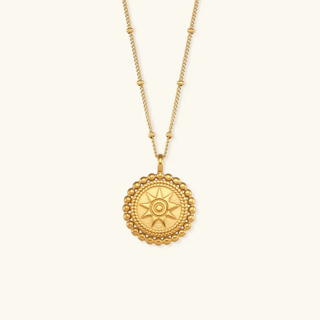 Oriane Beaded Sun Medallion Necklace - Luzy Jewels