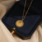 Oriane Beaded Sun Medallion Necklace - Luzy Jewels