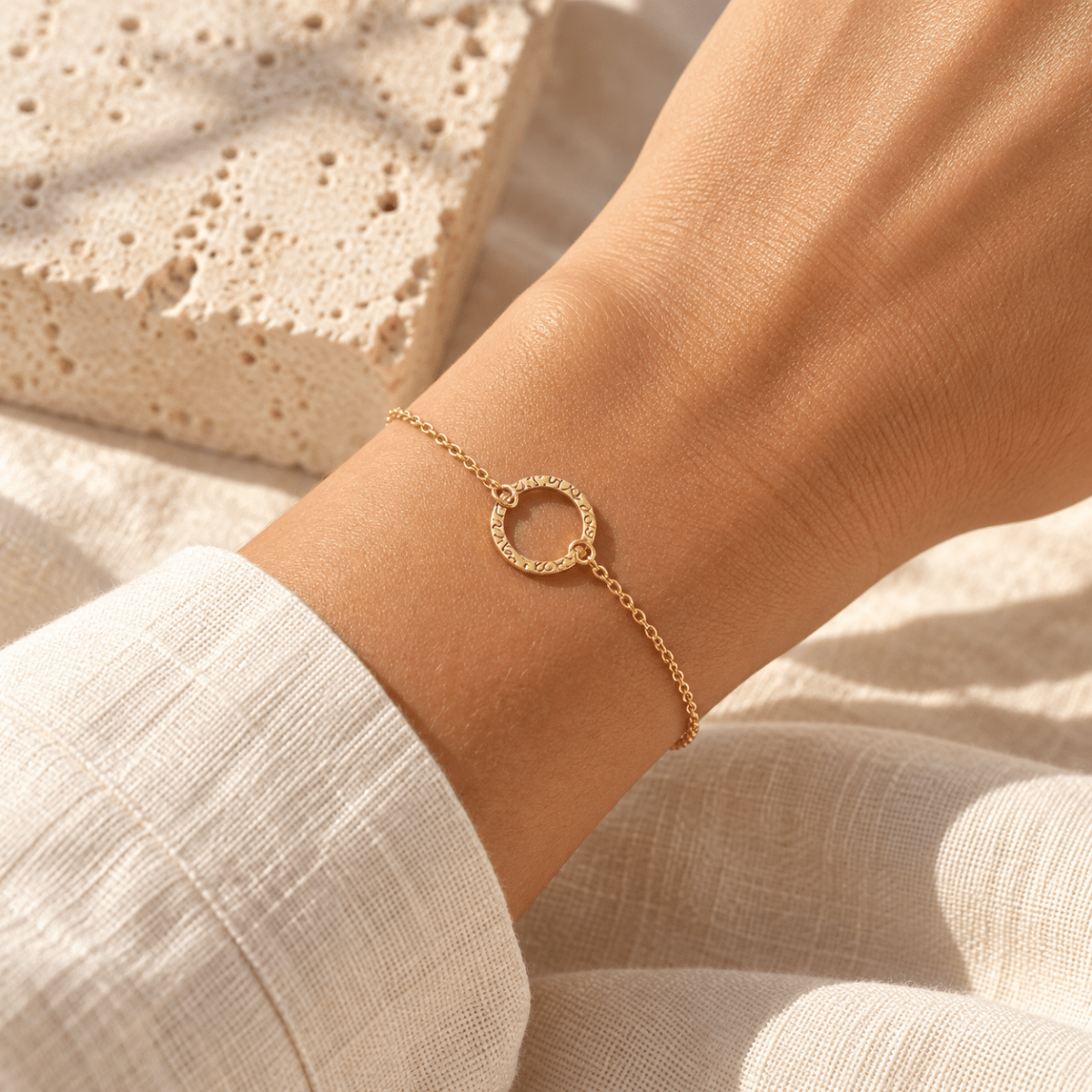 Orlina Textured Circle Bracelet - Luzy Jewels