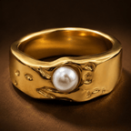 Perlina Sculptural Pearl Signet Ring - Luzy Jewels