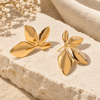 Petalune Four-Leaf Sculpted Stud Earrings - Luzy Jewels