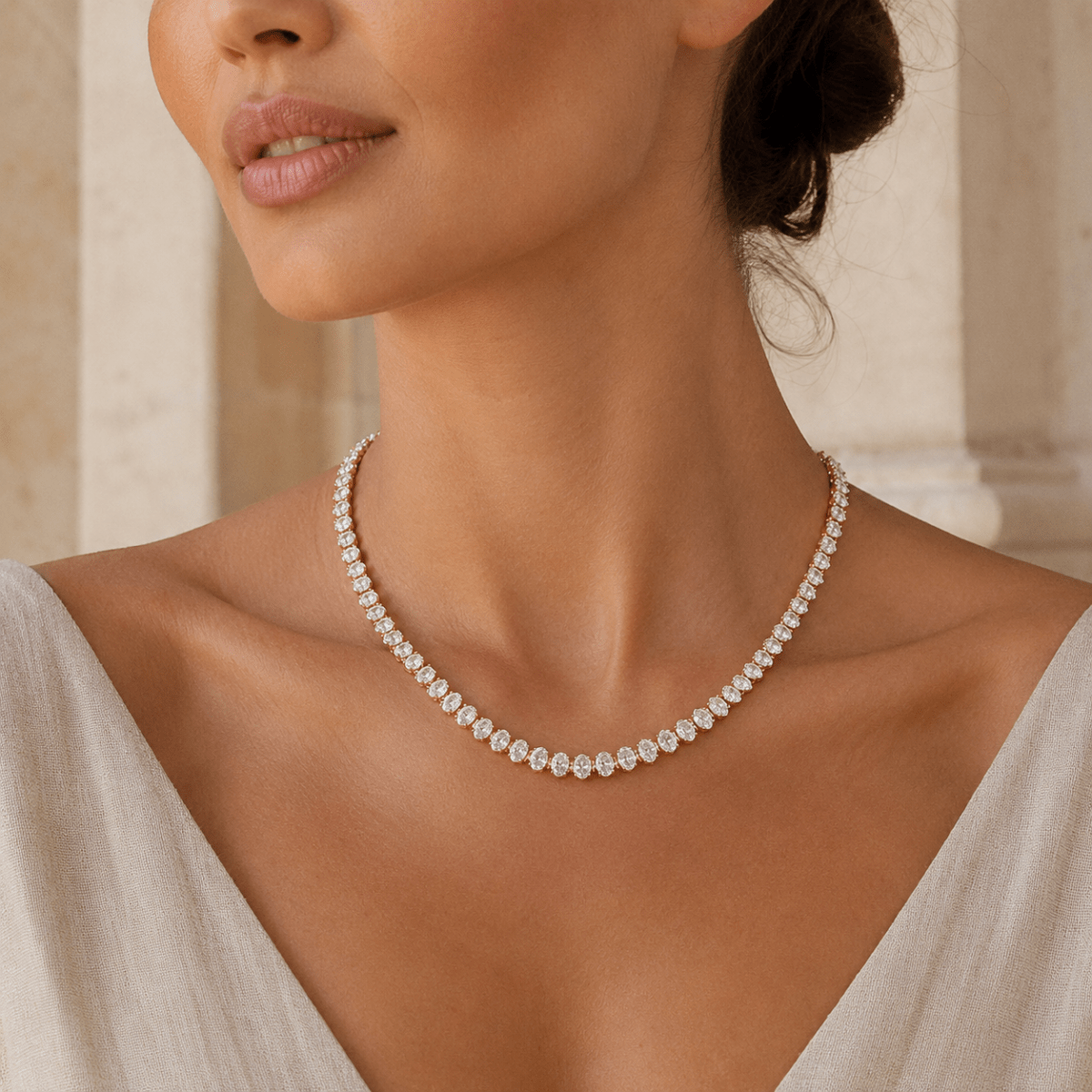 Ravello Diamond-Simulant Tennis Necklace - Luzy Jewels