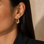 Riva Sculptural Teardrop Hoop Earrings - Luzy Jewels
