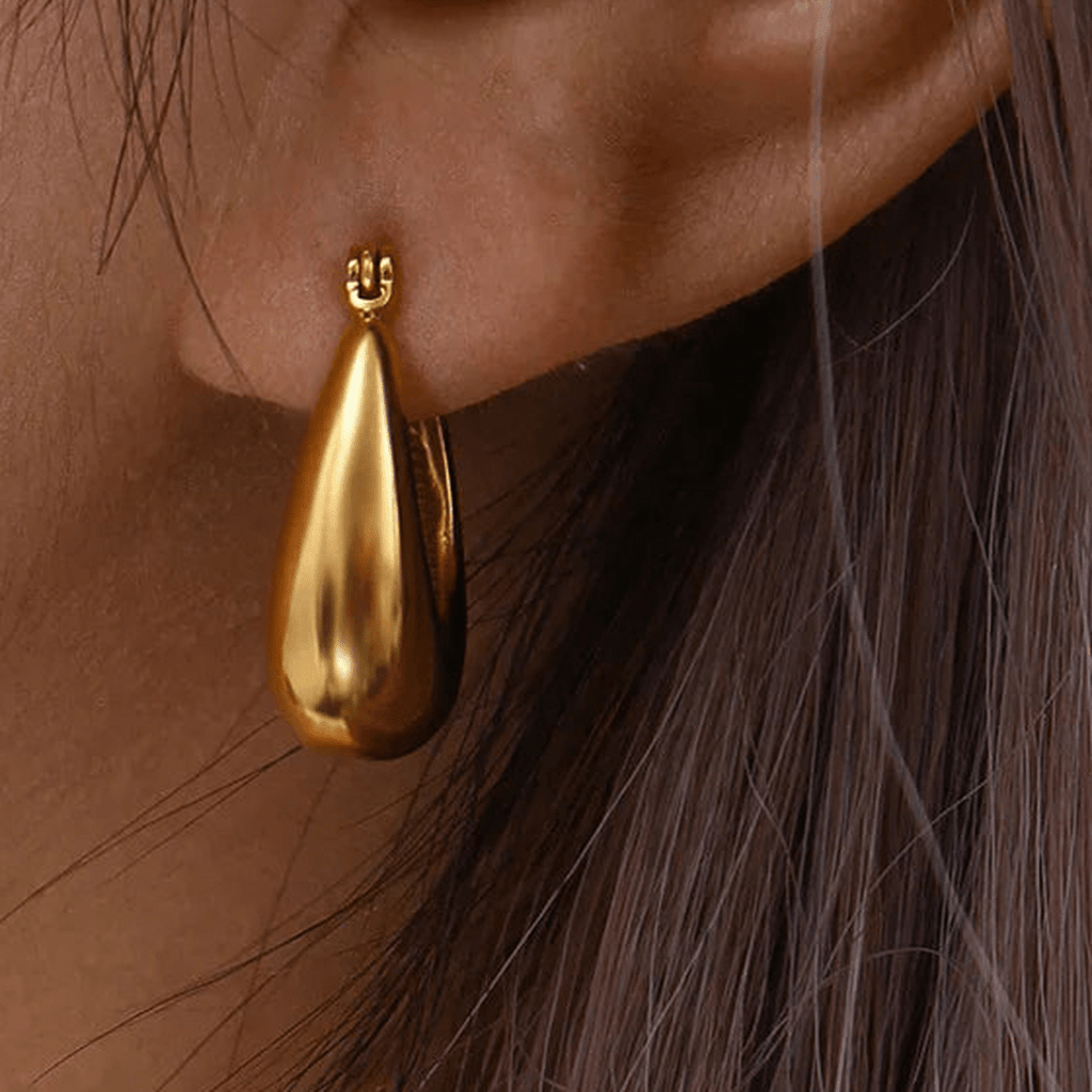 Riva Sculptural Teardrop Hoop Earrings - Luzy Jewels