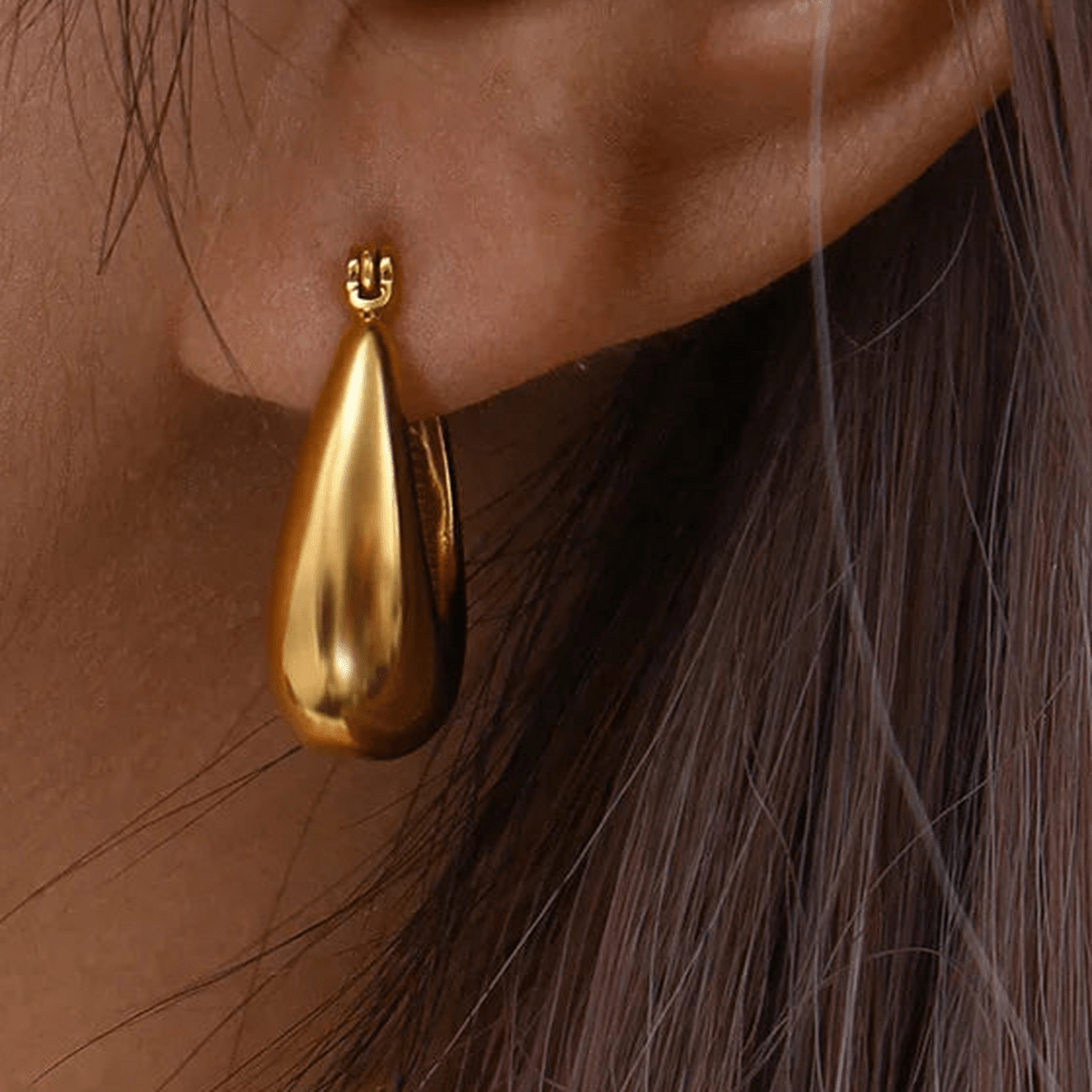 Riva Sculptural Teardrop Hoop Earrings - Luzy Jewels