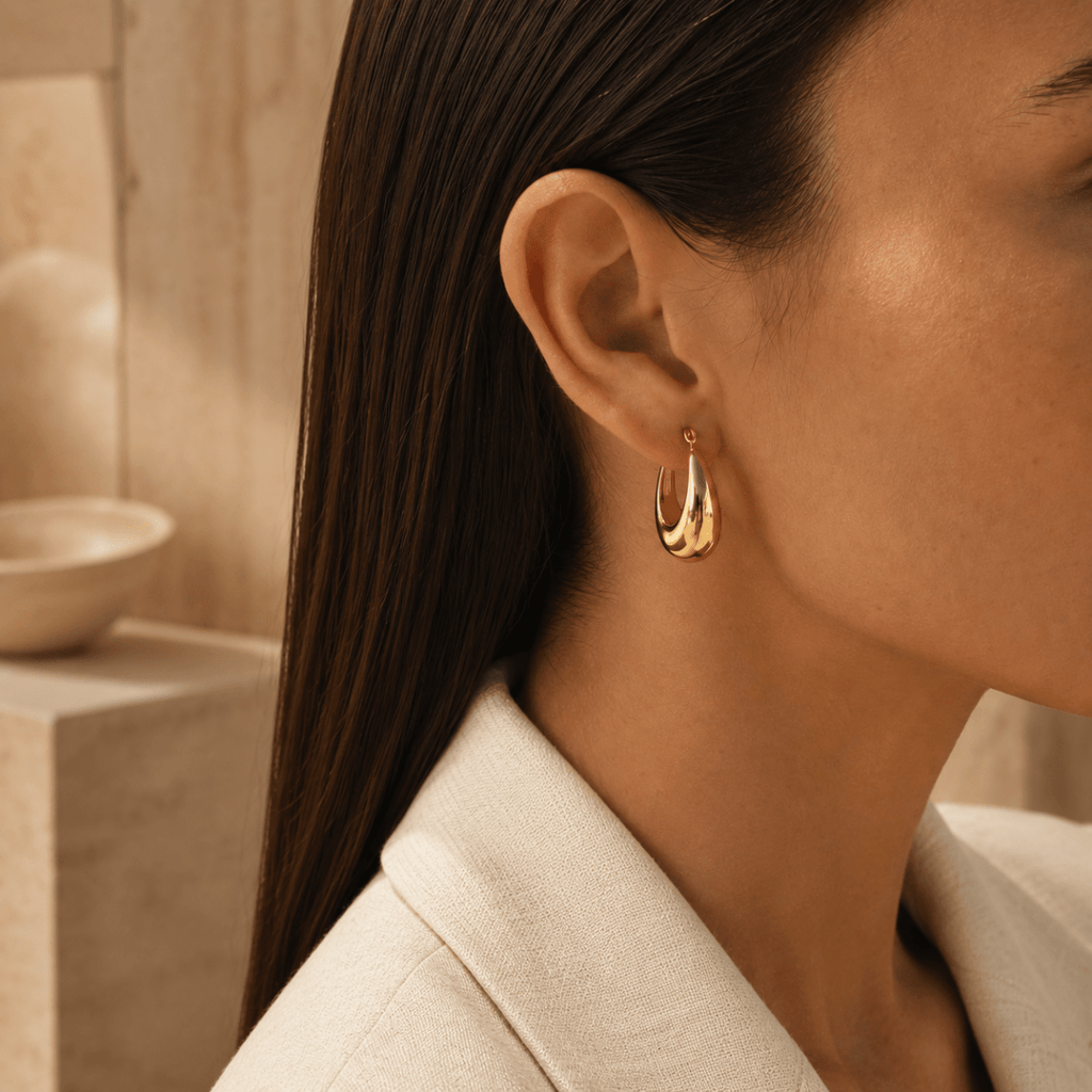 Riva Sculptural Teardrop Hoop Earrings - Luzy Jewels