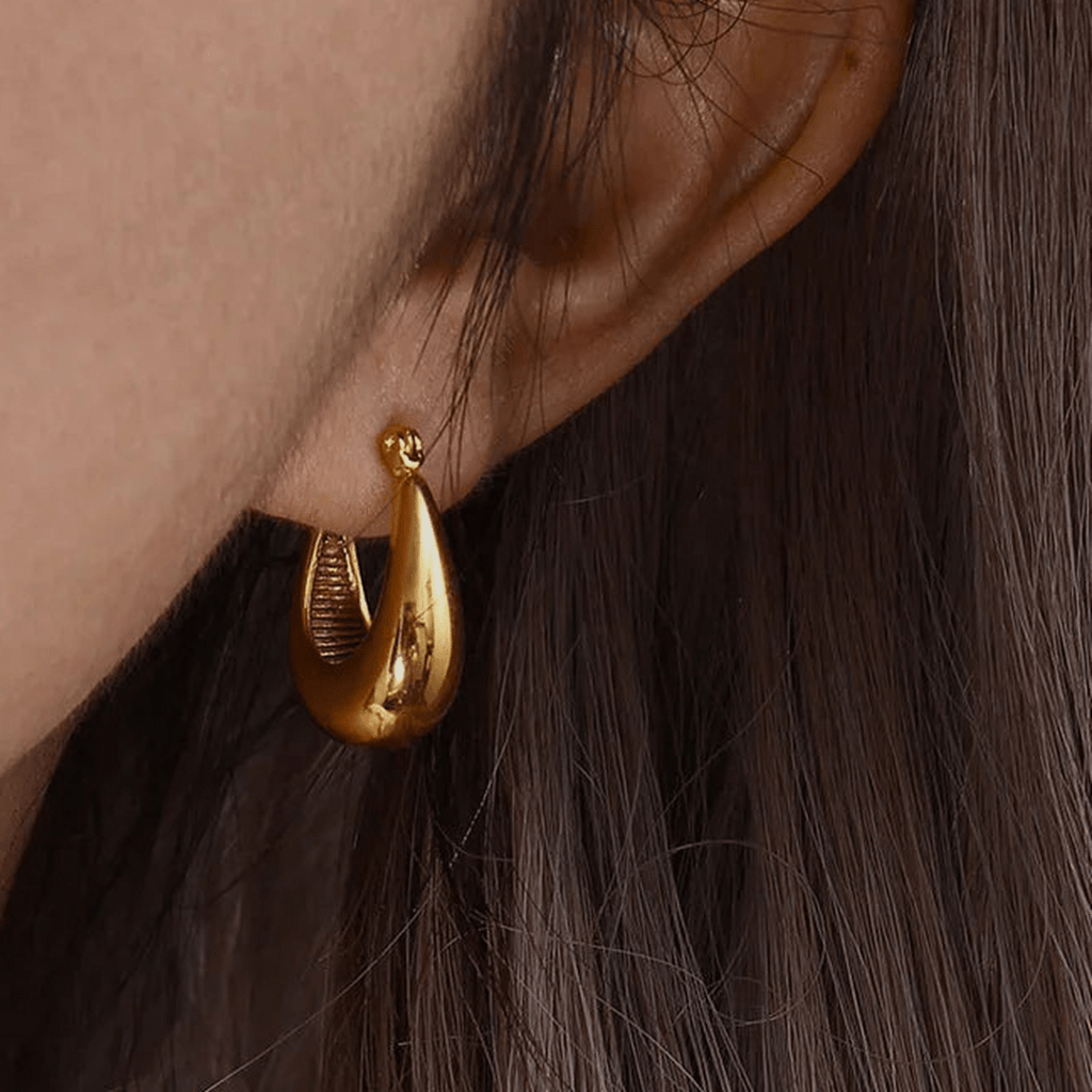 Riva Sculptural Teardrop Hoop Earrings - Luzy Jewels