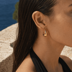 Riva Sculptural Teardrop Hoop Earrings - Luzy Jewels