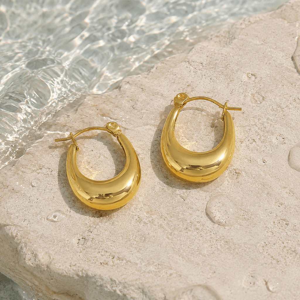 Riva Sculptural Teardrop Hoop Earrings - Luzy Jewels