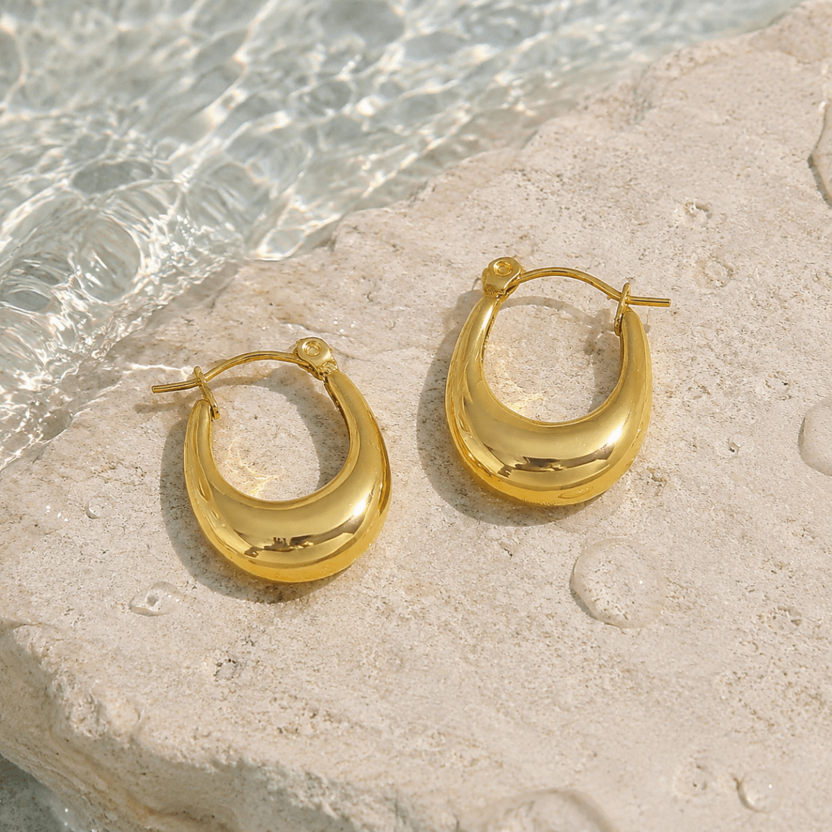 Riva Sculptural Teardrop Hoop Earrings - Luzy Jewels