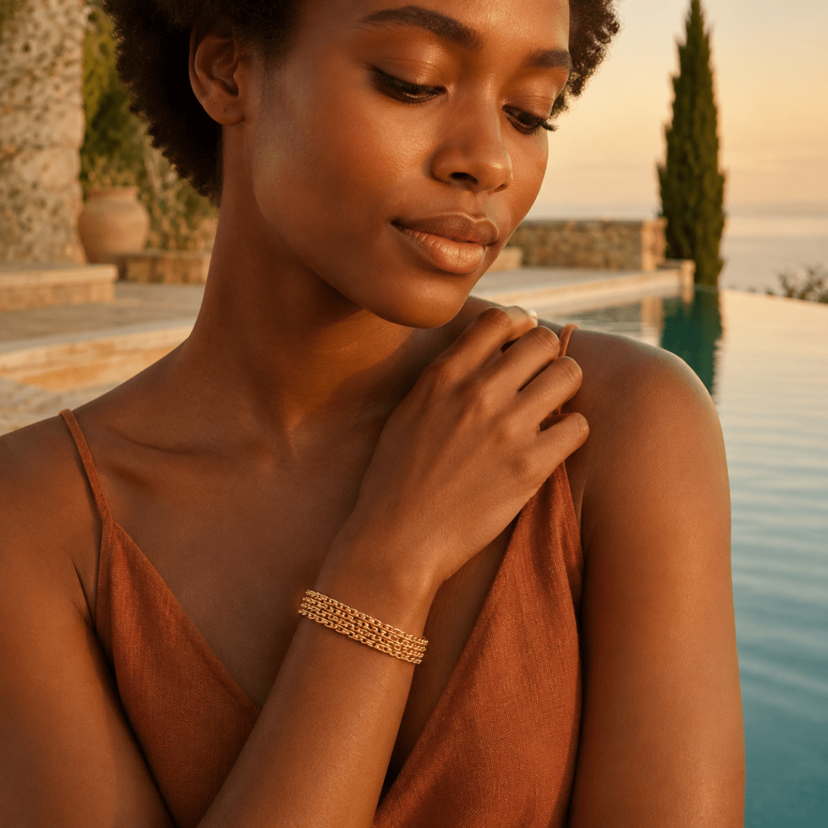 Sabina Five-Row Chain Bracelet - Luzy Jewels