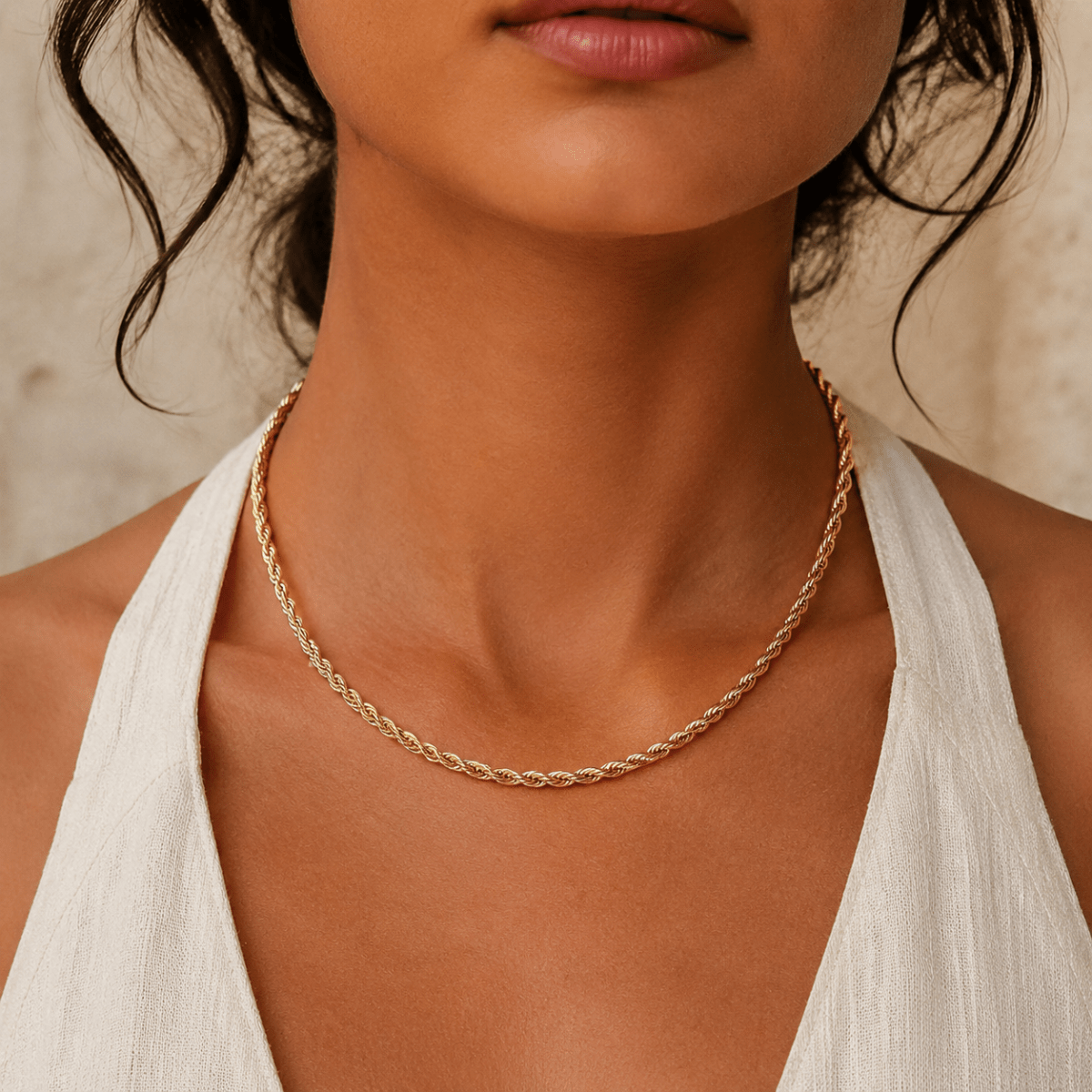 Selene Twisted Rope Chain Necklace - Luzy Jewels