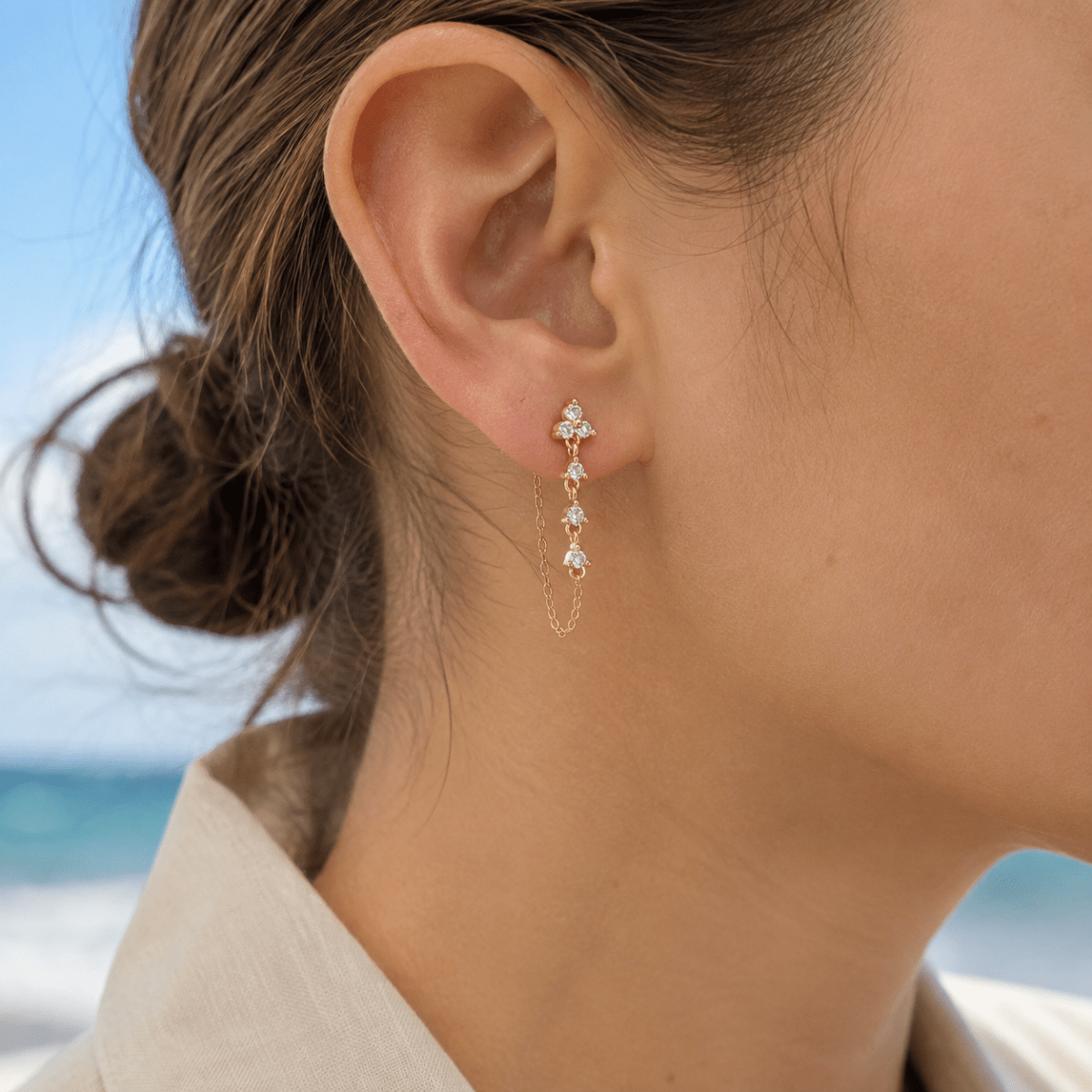 Seraphine Crystal Chain-Loop Earrings - Luzy Jewels