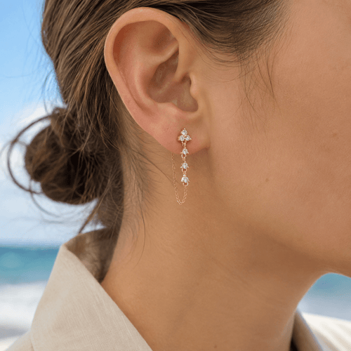Seraphine Crystal Chain-Loop Earrings - Luzy Jewels