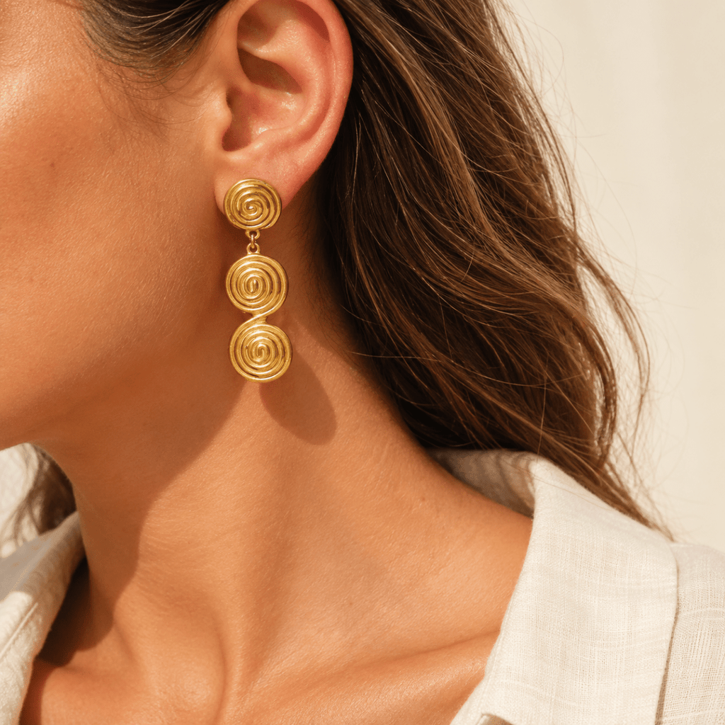 Seravine Triple Spiral Drop Earrings - Luzy Jewels