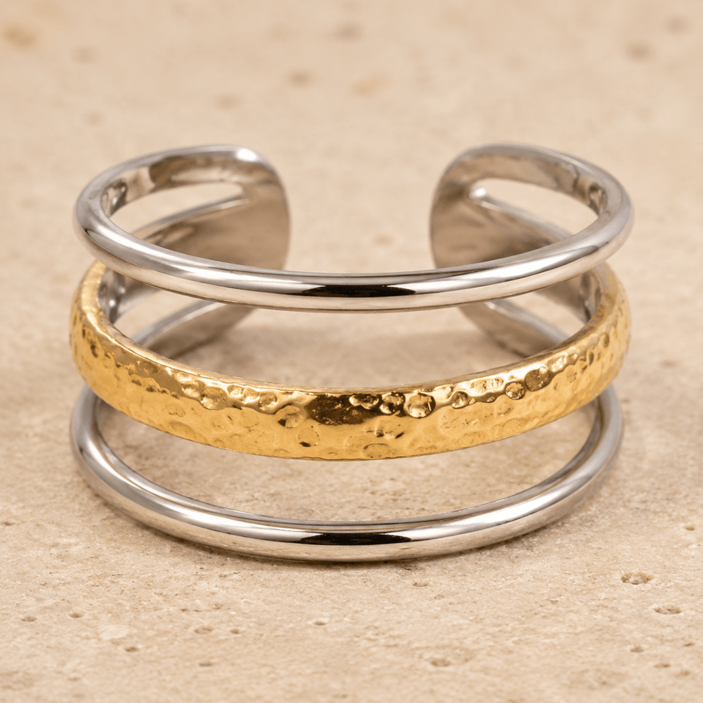Siena Hammered Triple Band Ring - Luzy Jewels