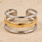 Siena Hammered Triple Band Ring - Luzy Jewels
