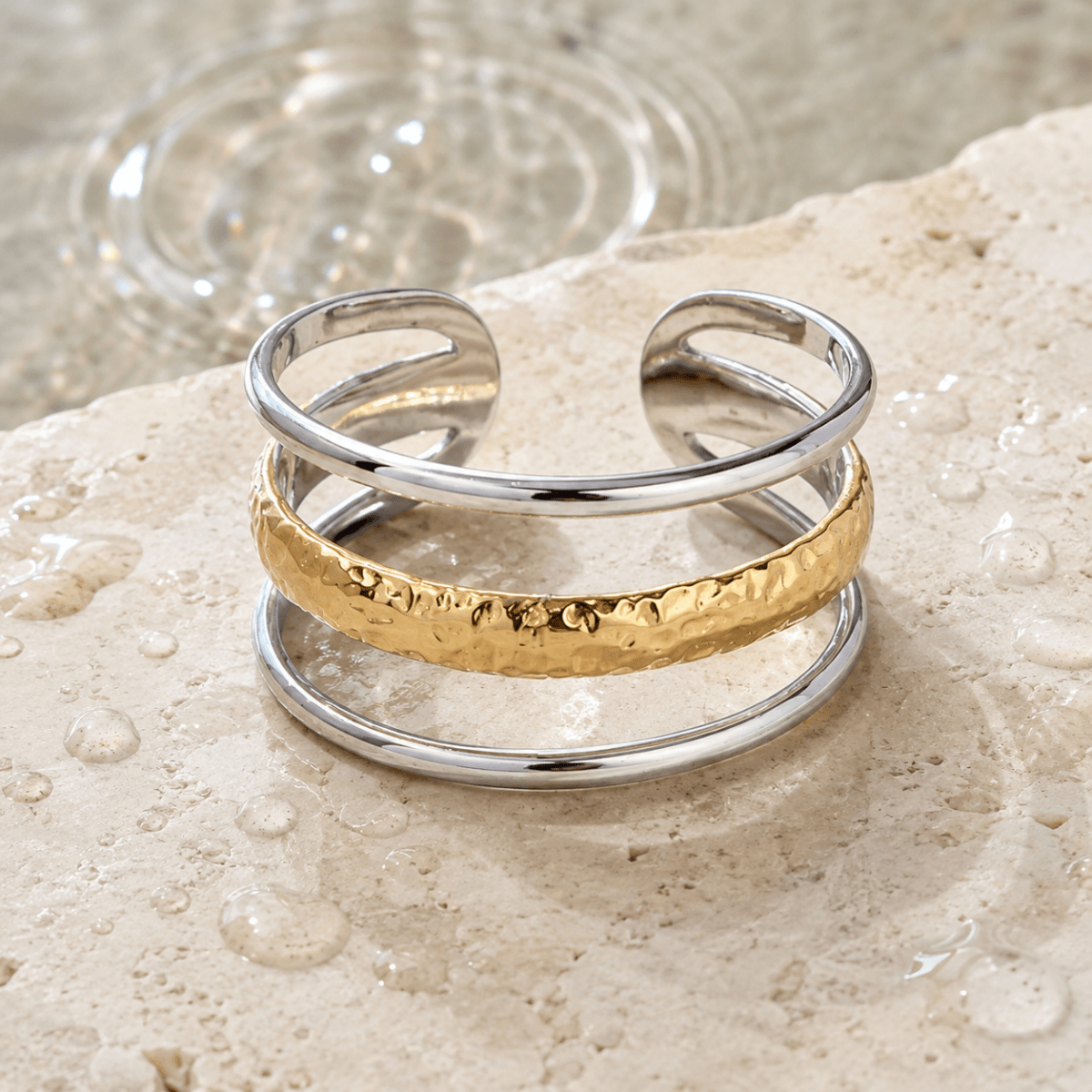 Siena Hammered Triple Band Ring - Luzy Jewels