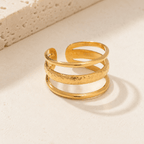 Siena Hammered Triple Band Ring - Luzy Jewels