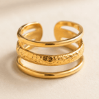 Siena Hammered Triple Band Ring - Luzy Jewels