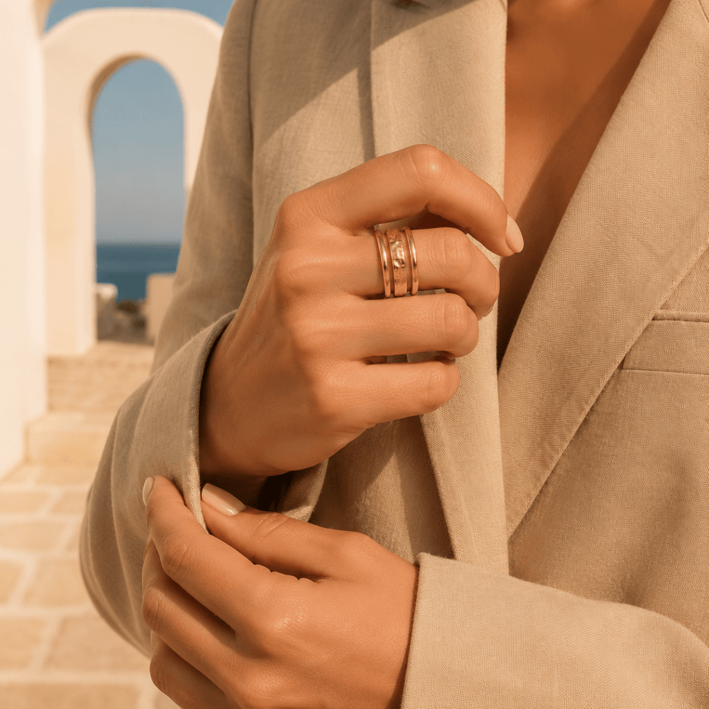 Siena Hammered Triple Band Ring - Luzy Jewels