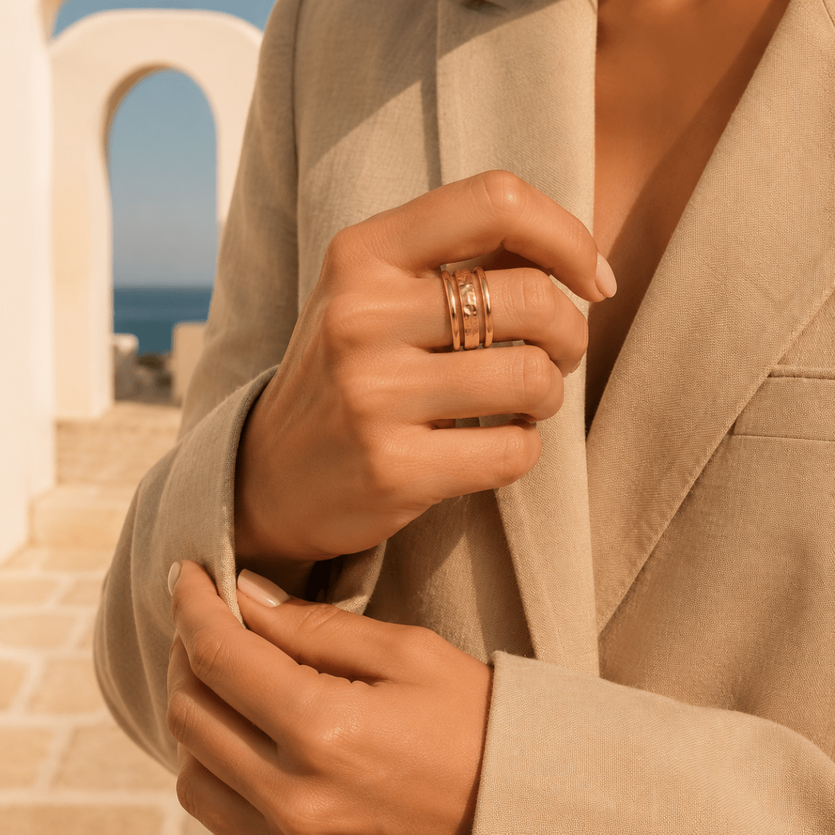 Siena Hammered Triple Band Ring - Luzy Jewels