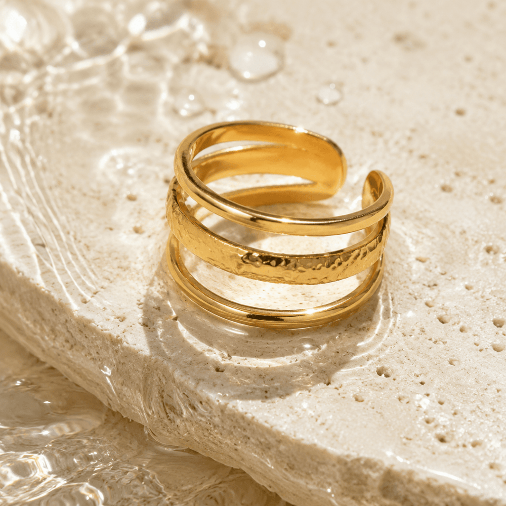 Siena Hammered Triple Band Ring - Luzy Jewels