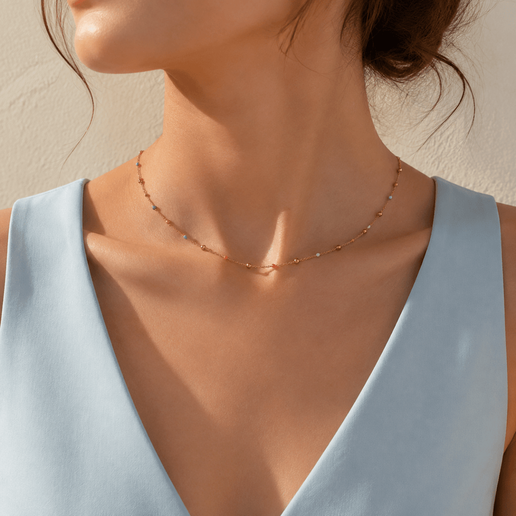 Solara Multicolor Bead Station Necklace - Luzy Jewels
