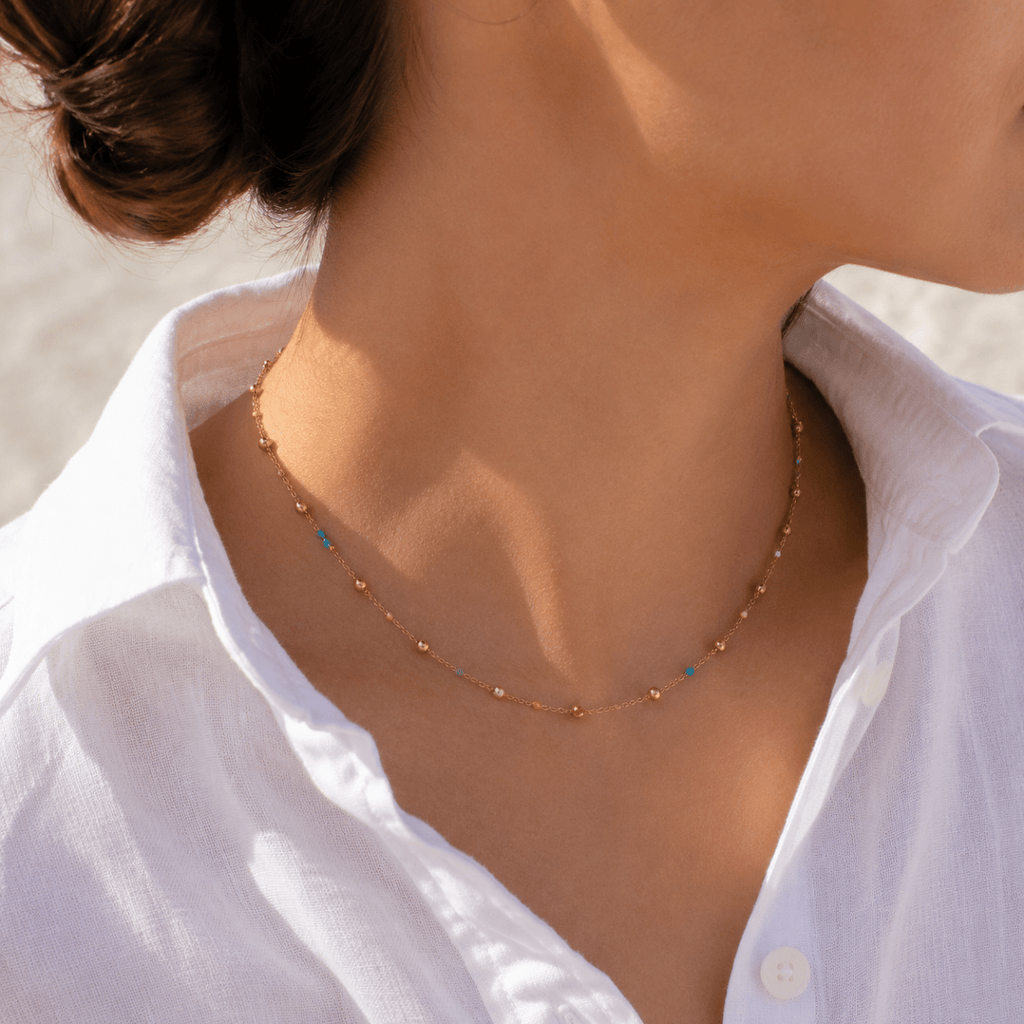 Solara Multicolor Bead Station Necklace - Luzy Jewels
