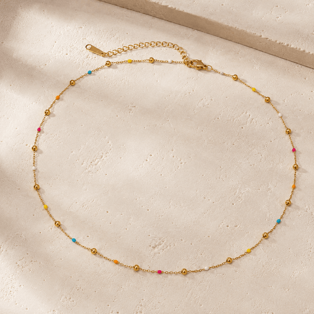 Solara Multicolor Bead Station Necklace - Luzy Jewels