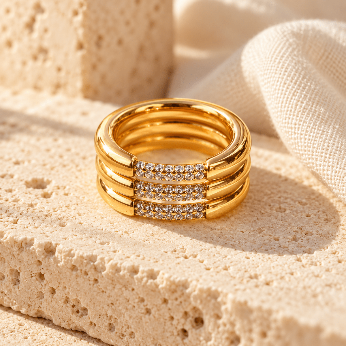 Sorelia Triple Pavé Band Ring - Luzy Jewels