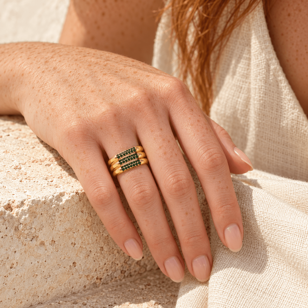 Sorelia Triple Pavé Band Ring - Luzy Jewels