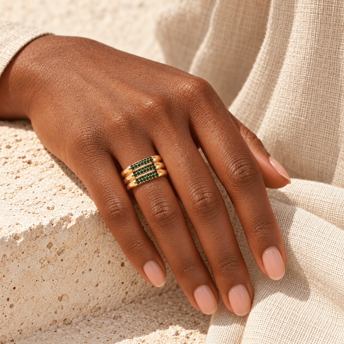 Sorelia Triple Pavé Band Ring - Luzy Jewels
