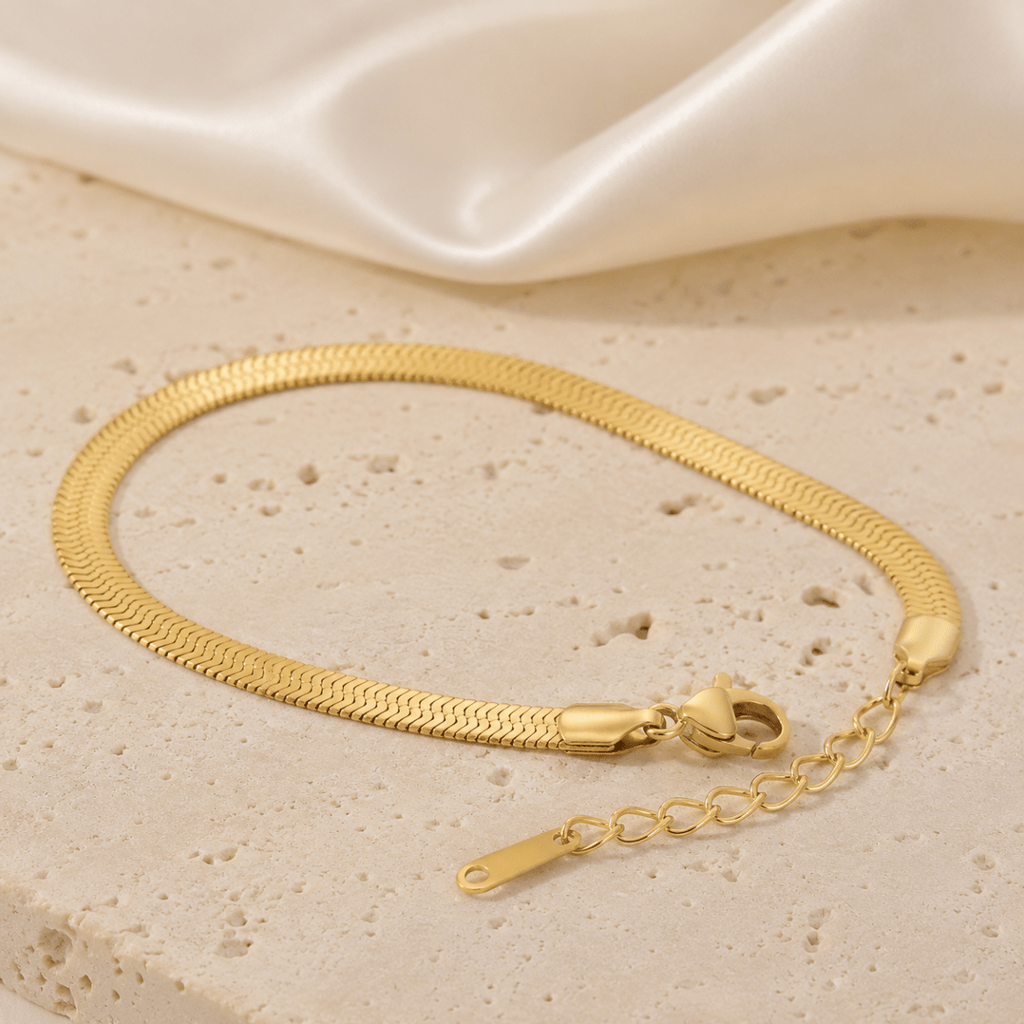 Sorella Herringbone Anklet - Luzy Jewels
