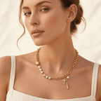 Stelavelle Pearl and Charm Necklace - Luzy Jewels