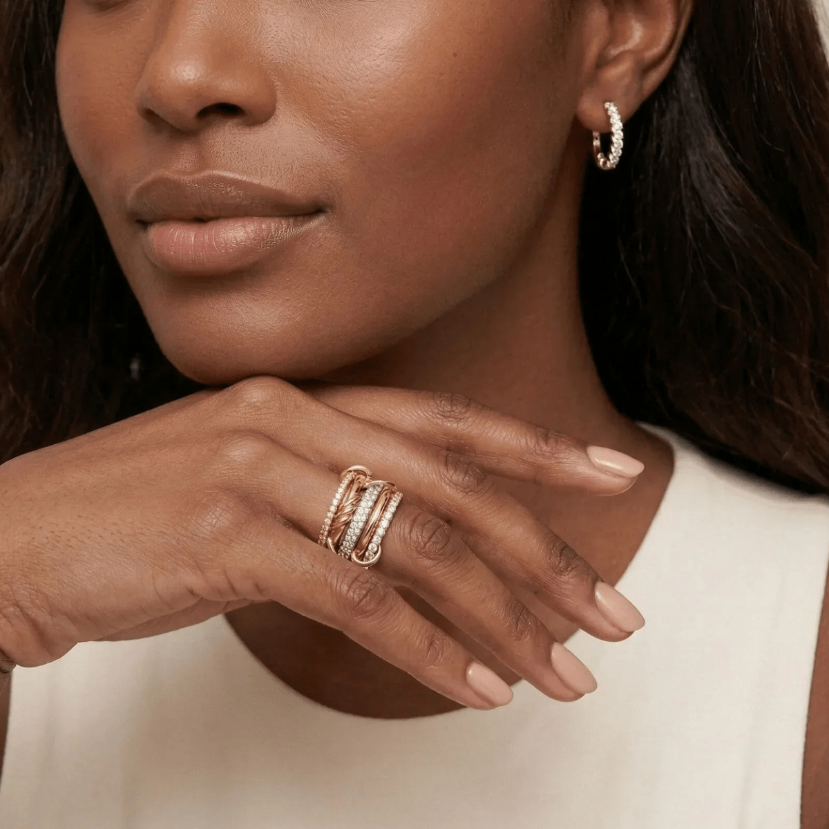 Syros Sculptural Mixed-Metal Stack Ring - Luzy Jewels