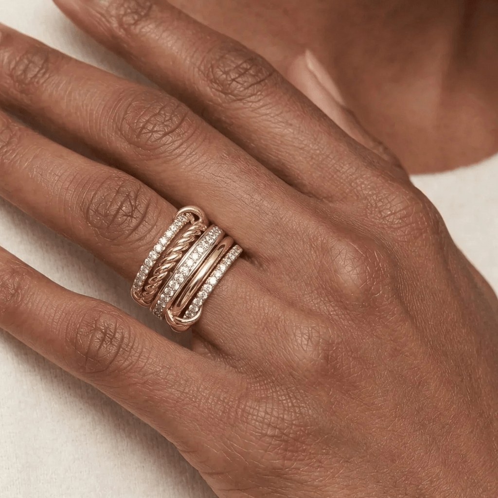 Syros Sculptural Mixed-Metal Stack Ring - Luzy Jewels