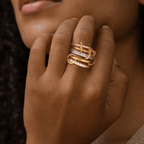 Syros Sculptural Mixed-Metal Stack Ring - Luzy Jewels