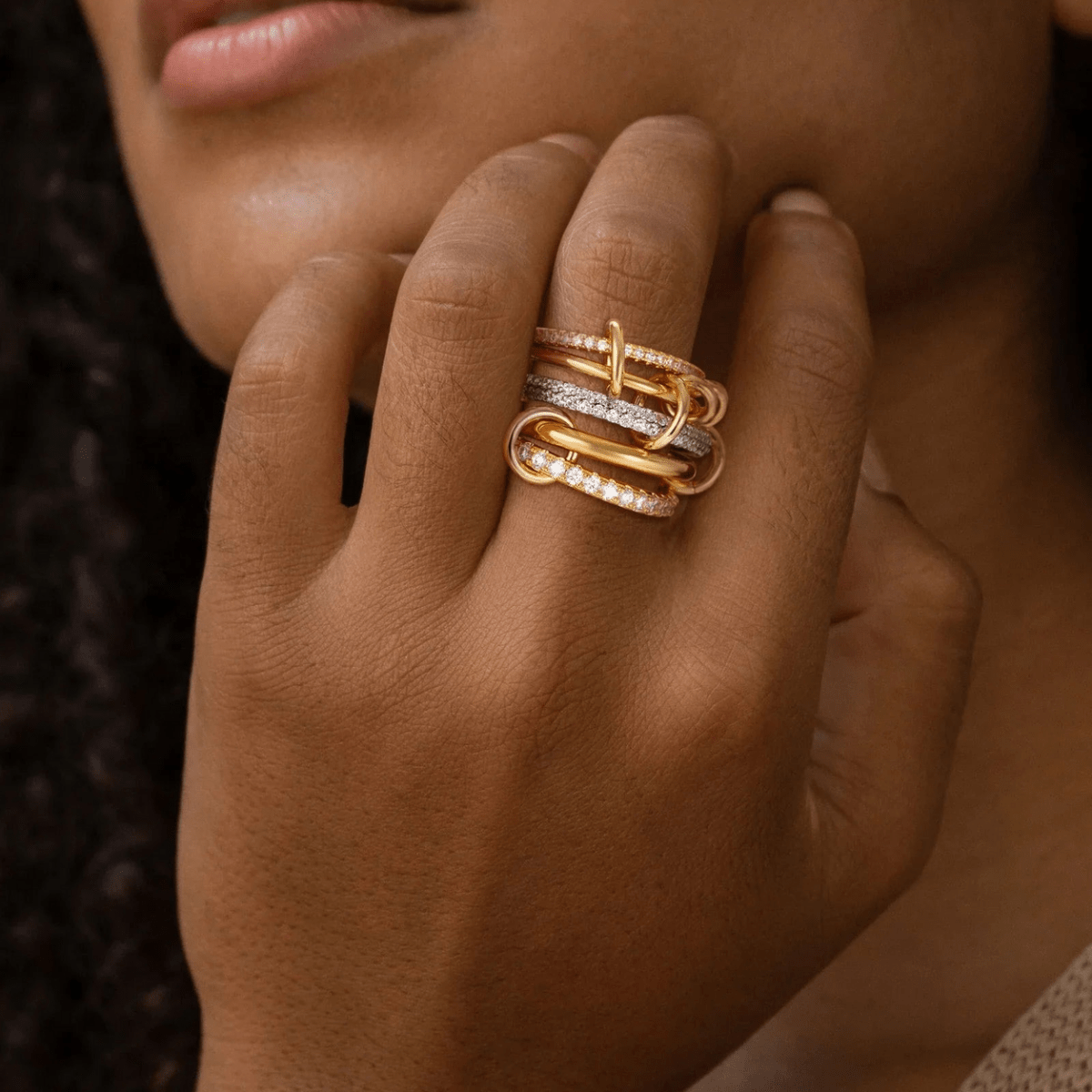 Syros Sculptural Mixed-Metal Stack Ring - Luzy Jewels