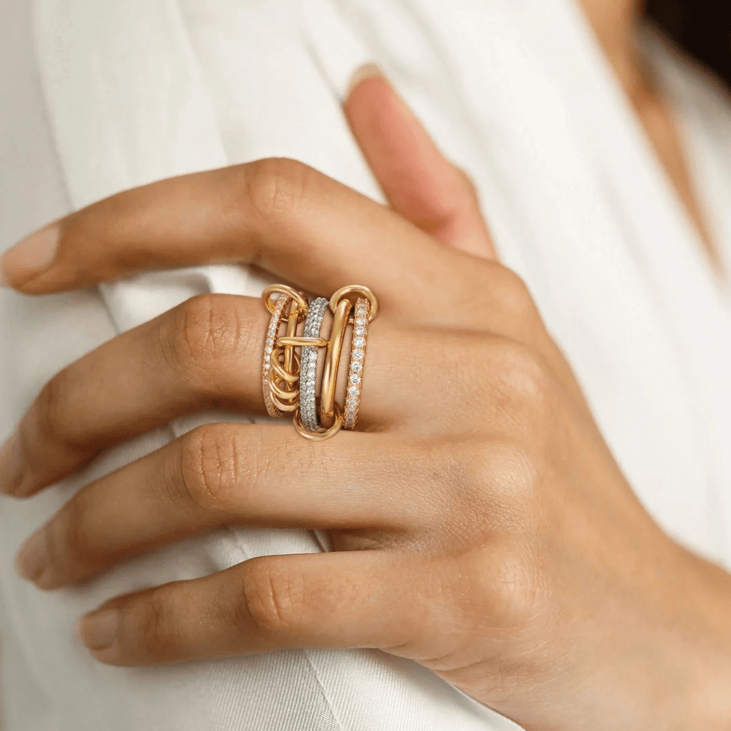 Syros Sculptural Mixed-Metal Stack Ring - Luzy Jewels