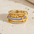 Syros Sculptural Mixed-Metal Stack Ring - Luzy Jewels